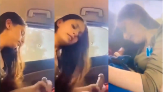 Girl Gives Hard Handjob & Sucks Dick In Car Drinks All Cum Outdoor MMS