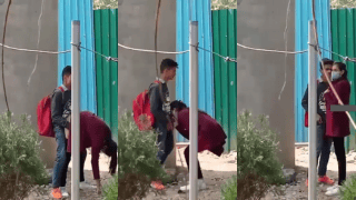 Naughty College Girl Quick Blowjob & Doggy Outside College Caught