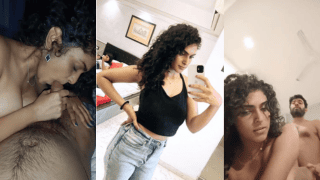 Curly-Haired South Indian Chick Gives a Passionate Deepthroat Then Takes Doggy With Slutty Faces